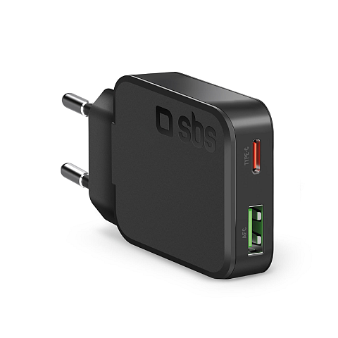 SBS TETRGANUSBTC45SLIM Ladegerät für Mobilgeräte Universal Schwarz AC Schnellladung Drinnen