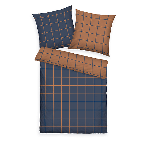 HERDING TOM TAILOR Winterbettwäsche - Large Check Dark Navy & Rusty Red - 80-x-80-cm-155-x-220-cm