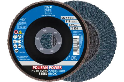 PFERD POLIFAN flap discs zirconia alumina Z SG POWER STEELOX 10 Stück(e)