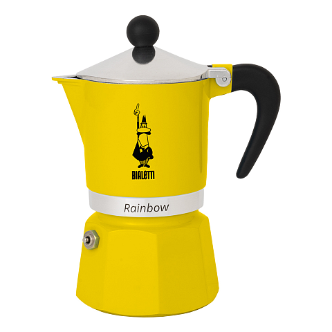 Bialetti Rainbow Mokka-Kanne Schwarz, Gelb