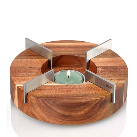 AdHoc TK51 Teekannenstövchen Edelstahl, Holz Rund
