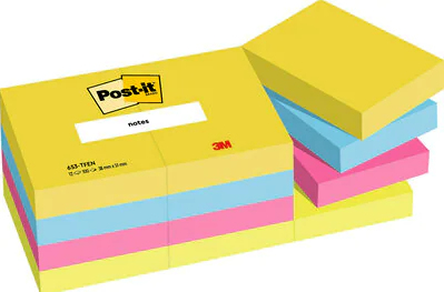 Post-It 653TFEN Klebezettel Quadratisch Mehrfarbig 100 Blätter Selbstklebend