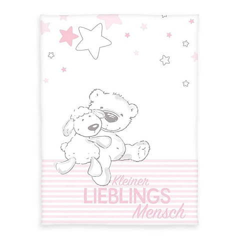 HERDING Lieblingsmensch Überwurfdecke 75 x 100 cm Polyester Pink, Weiß