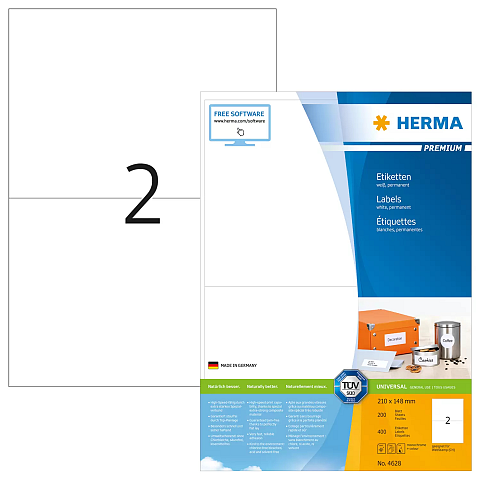 HERMA Etiketten Premium A4 210x148 mm weiß Papier matt 400 St.