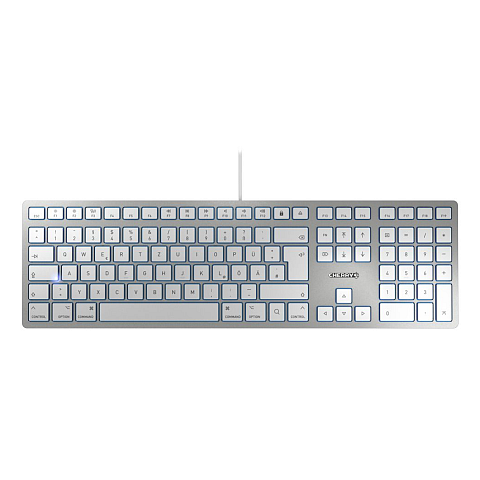 CHERRY KC 6000 SLIM für MAC Kabelgebundene Tastatur, Silber/ Weiß, USB (QWERTZ - DE)