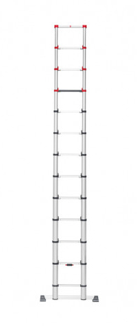 Hailo 7113-132 Leiter Teleskop-Leiter Aluminium, Schwarz, Rot