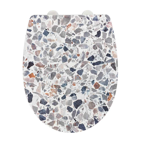WENKO Terrazzo Harter Toilettensitz Thermoplast Mehrfarbig, Weiß