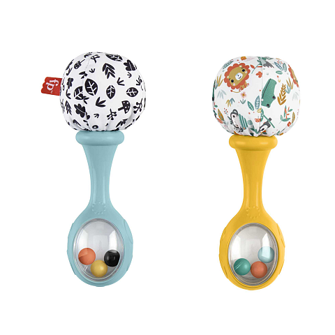 Fisher-Price Babys Rumba-Rasseln Spielzeug, 2er-Set für Babys ab 3 Monaten, kontrastreiches Design