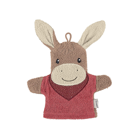 Sterntaler 7222107 Baby-Badeschwamm Schwamm-Handschuh Braun, Rot