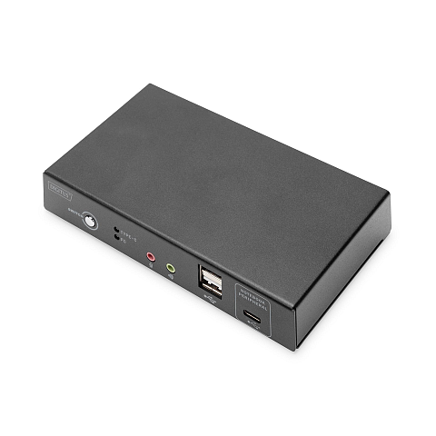 Digitus KVM-Switch, 2-Port, 4K30Hz, USB-C/USB/HDMI in, HDMI out, Netzwerk