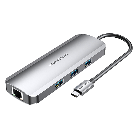 Vention TOLHB laptop-dockingstation & portreplikator Kabelgebunden USB 3.2 Gen 1 (3.1 Gen 1) Type-C Silber