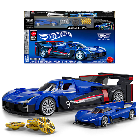 Mattel Brick Shop Hot Wheels Cadillac Project GTP Hypercar Bauset (236 Teile), für Sammler