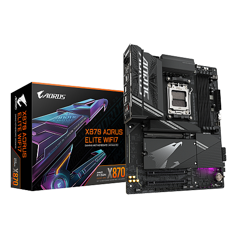 GIGABYTE X870 AORUS ELITE WIFI7 Mainboard - Unterstützt AMD Ryzen 9000 CPUs, 16+2+2 Phasen VRM, bis zu 8000MHz DDR5 (OC), 3xPCIe 5.0 + 1xPCIe 4.0, Wi-Fi 7, 2.5GbE LAN, USB 4