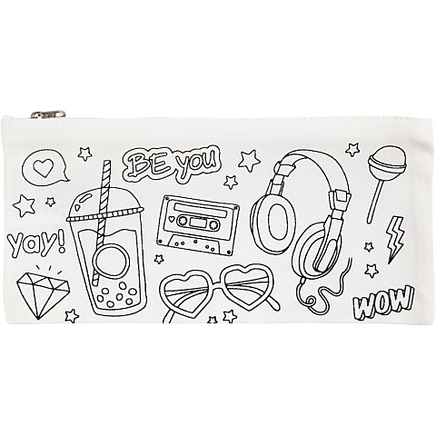 Creativ Company 499907 Etui Weiches Federmäppchen Baumwolle Weiß, Schwarz