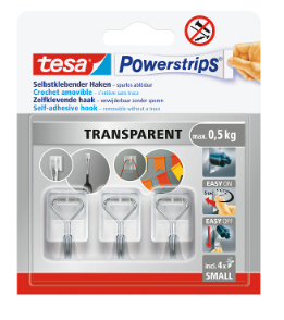 TESA 58620-00003-00 Wandhalterung Drinnen Hilfshaken Transparent 3 Stück(e)