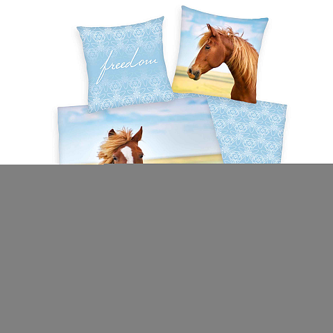 HERDING Young Collection Bettwäsche-Set 'Pferde im Rapsfeld' - 70-x-90-cm-140-x-200-cm-at