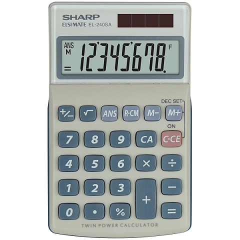 Sharp EL-240SA Taschenrechner Tasche Einfacher Taschenrechner Blau, Grau