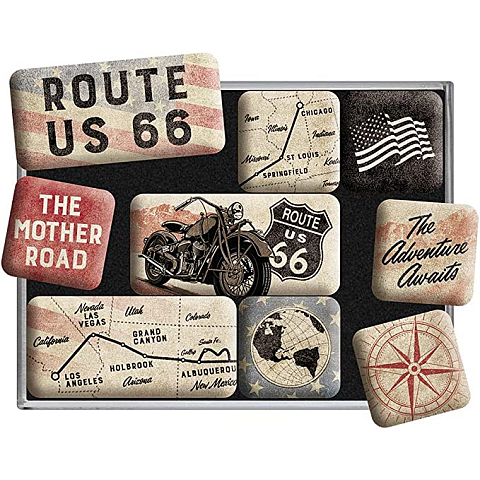 Nostalgic Art Route 66 Kühlschrankmagnet Mehrfarbig 9 Stück(e)