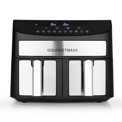 Gourmetmaxx 11339 Fritteuse Doppel 7 l Eigenständig 2400 W Heißluftfritteuse Schwarz, Metallisch