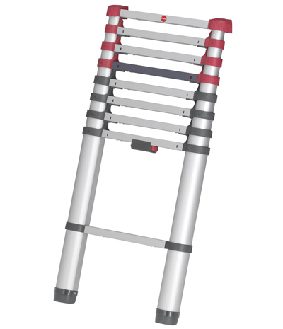Hailo 7113-091 Teleskop-Leiter Aluminium, Schwarz, Rot