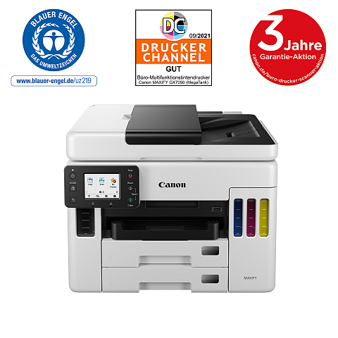 Canon MAXIFY GX7050 MegaTank Farb-Tintenstrahl-Multifunktionssystem mit WLAN und nachfüllbaren Tintentanks