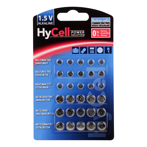 HyCell 5015473 Haushaltsbatterie Einwegbatterie LR60, LR66, LR41, LR43, LR44, LR54 Alkali
