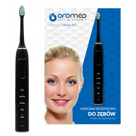 Oromed ORO-BRUSH BLACK Elektrische Zahnbürste Erwachsener Schallzahnbürste Schwarz