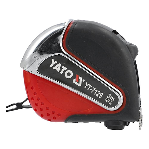 Yato YT-7129 Maßband 3 m Acrylnitril-Butadien-Styrol (ABS), Gummi Schwarz, Rot, Edelstahl