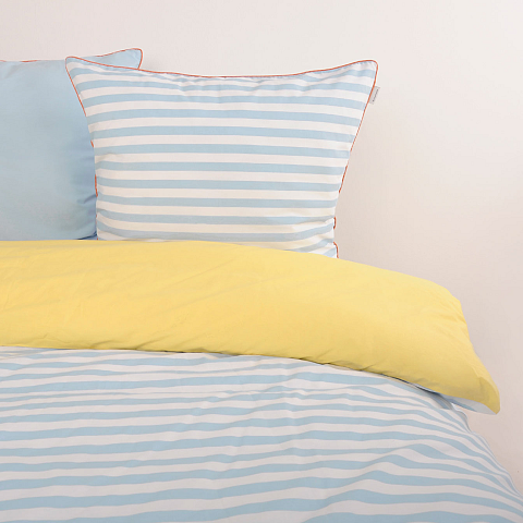 HERDING TOM TAILOR Bettwäsche-Set 'Stripes with a Kick Light Lemon & Sky Blue' - 80-x-80-cm-135-x-200-cm