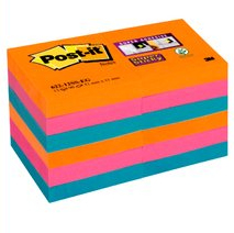 3M 622-12SS-EG Klebezettel Quadratisch Grün, Orange, Pink Selbstklebend