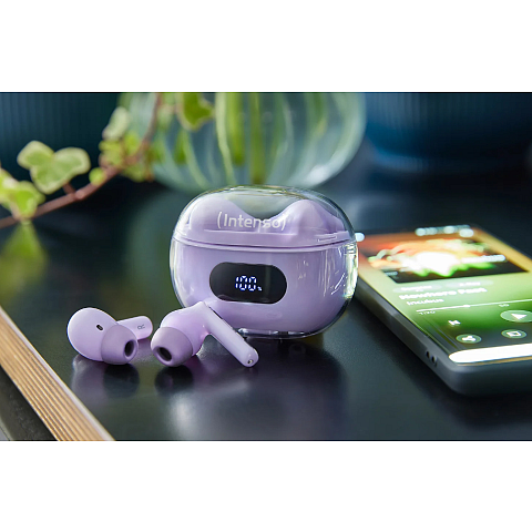 Intenso T313AE Kopfhörer True Wireless Stereo (TWS) im Ohr Anrufe/Musik/Sport/Alltag USB Typ-C Bluetooth Violett