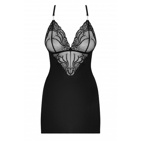 Obsessive 828-CHE-1 L/XL Wäsche-Set/Bodysuit Hemd Schwarz Polyamid