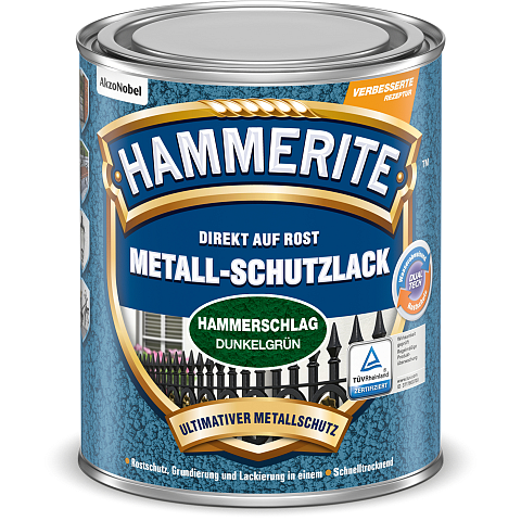Hammerite Metall-Schutzlack Hammerschlag Dunkelgruen 0,75 l