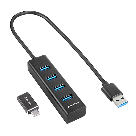 Sharkoon 4044951037582 Schnittstellen-Hub USB 3.2 Gen 1 (3.1 Gen 1) Type-C 5000 Mbit/s Schwarz