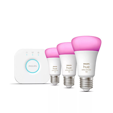 Philips Hue White and Color ambiance Starter-Set: E27 - Smarte Lampe A60 Dreierpack