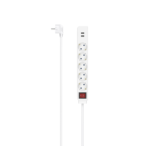 Hama 00223183 Verlängerungskabel 1,4 m 5 AC-Ausgänge Drinnen Weiß