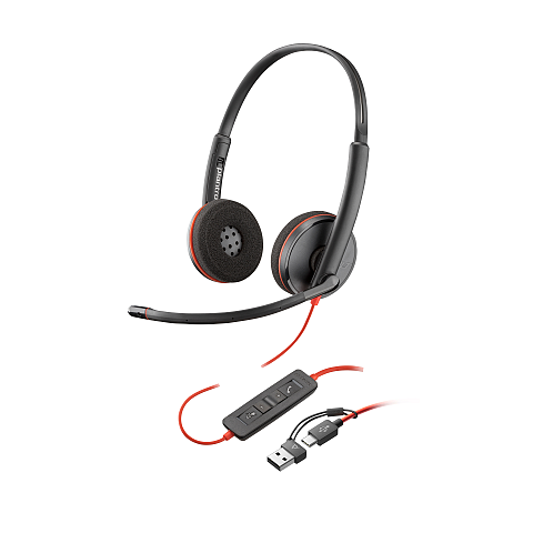 HP Poly Blackwire 3210 Mono-USB-C-Headset (schwarz) +USB-C/A-Adapter (Packungseinheit)
