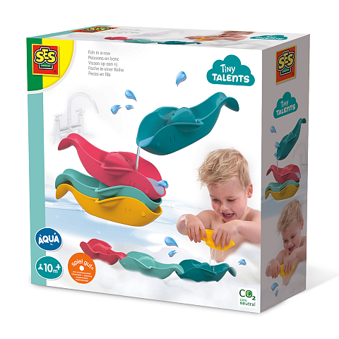 SES Creative Tiny Talents 13098 Fische in einer Reihe - Lernspielzeug für die Badewanne