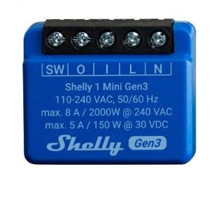 Shelly 1 Mini Gen3 Intelligenter Schalter 1P Blau