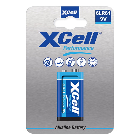 XCell Performance Alkaline 6LR61 9V-Block Batterie 1er Blister