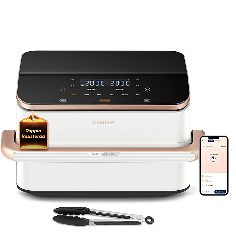Cosori Dual Blaze Twinfry Chef Edition Doppel 10 l Eigenständig 2800 W Heißluftfritteuse Roségold, Weiß
