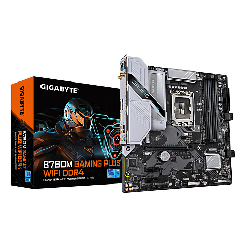 GIGABYTE B760M GAMING PLUS WIFI DDR4-Mainboard - Unterstützt 14. Gen. Intel Core CPUs, 4+1+1 Phasen VRM, bis zu 5333 MHz DDR4 (OC), 2xPCIe 4.0 M.2, Wi-Fi 6, 1 GbE LAN, USB 3.2 Gen 1
