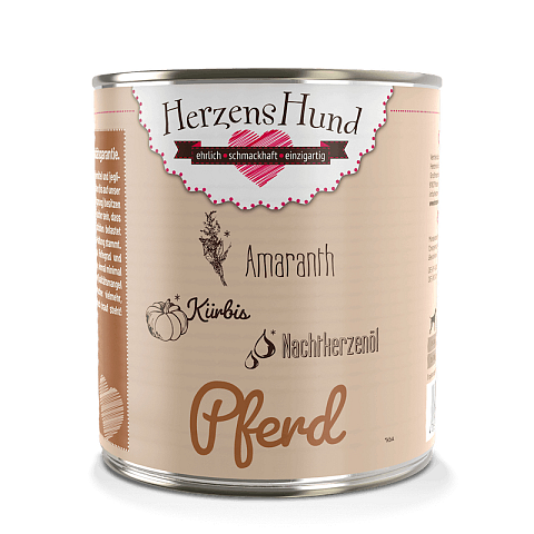 HerzensHund HH3-800 Hunde-Dosenfutter Pferd, Gemüse Adult 800 g