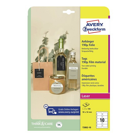 Avery T3002-10 Adressaufkleber Nicht-haftendes Etikett Weiß