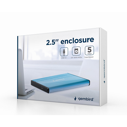 Gembird EE2-U3S-3-B Speicherlaufwerksgehäuse HDD-Gehäuse Blau 2.5"