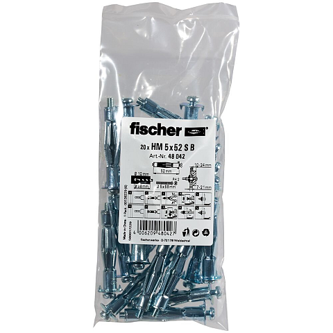 Fischer 48042 Schraubanker/Dübel 20 Stück(e) Schrauben- & Dübelsatz 52 mm