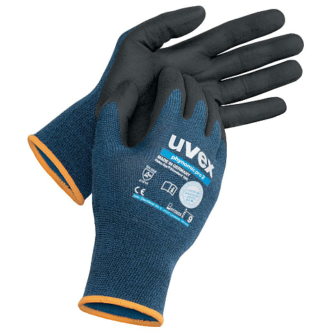 Uvex phynomic pro 2 Werkstatthandschuhe Anthrazit, Blau Elastan, Polyamid, Viskose 10 Stück(e)