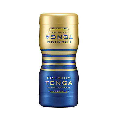 Tenga Premium Dual Sensation Cup Männlicher Streichler Blau, Gold Thermoplastisches Elastomer (TPE)