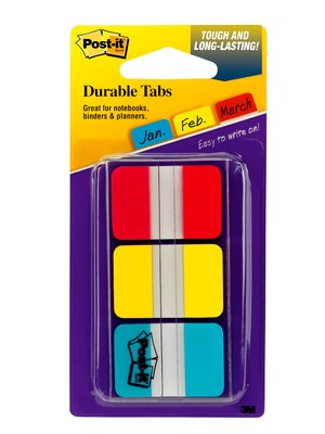 Post-It Tabs, 1 inch Solid, Red, Yellow, Blue, 22 Tabs/Color, 66/Dispenser Selbstklebendes Etikett Blau, Rot, Gelb