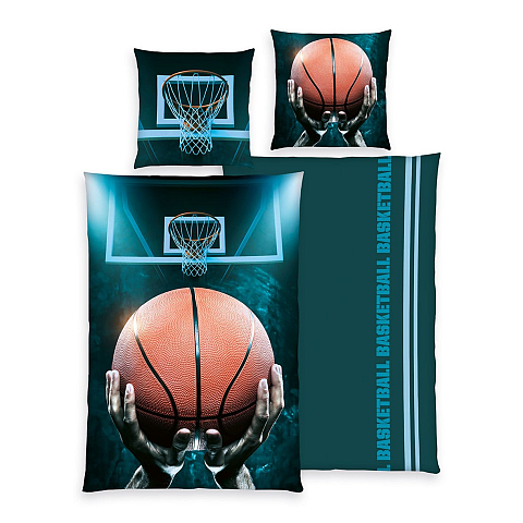 HERDING Young Collection Bettwäsche-Set ‘Basketball’ – 135×200 cm, Renforcé